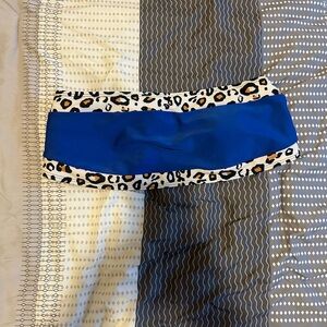 Blue and Leopard Print Bandeau Top